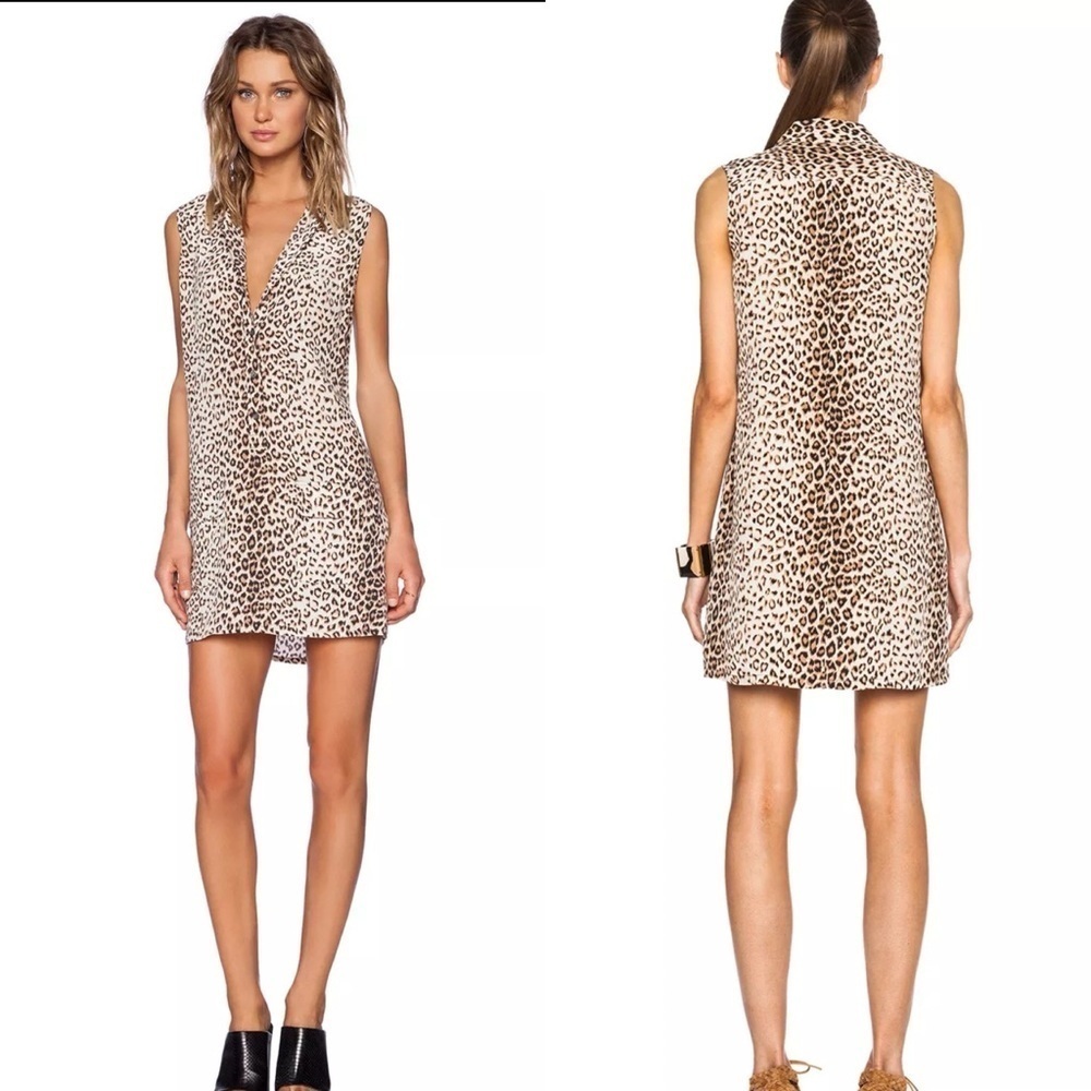 Equipment Sleeveless Lucida Silk Dress, Leopard Print Size Small